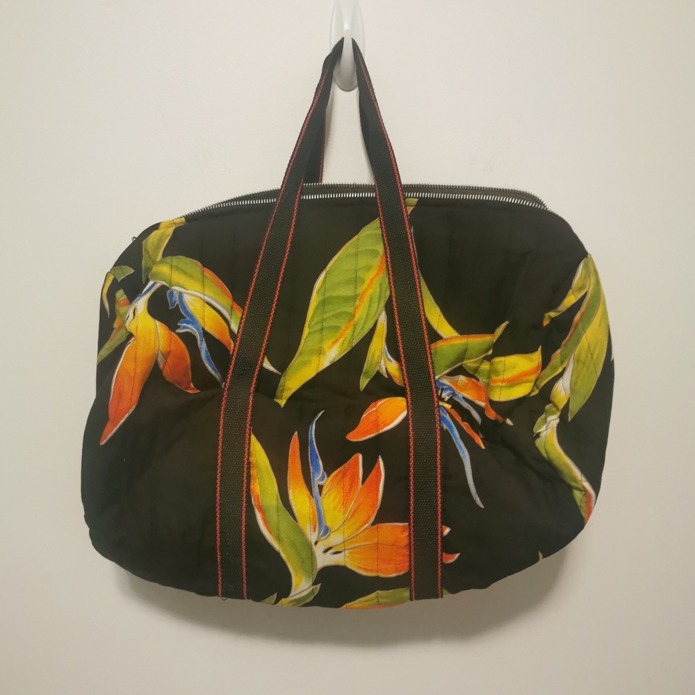 VINTAGE | Birds of paradise plastic lined swim beach bag